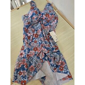 Maacie Maternity Swimsuit Tankini Swimdress Top V Neck Cross-Back, Large